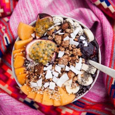 Acai bowl with fruit topping and granola